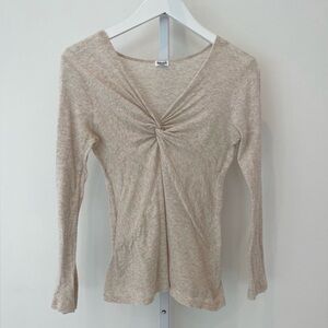 SPLENDID OATMEAL V-NECK LONG SLEEVE T-SHIRT SIZE XS